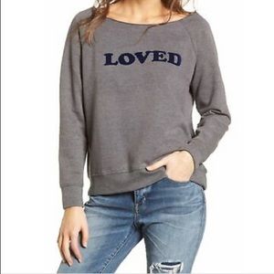 A off the shoulder, soft long sleeve